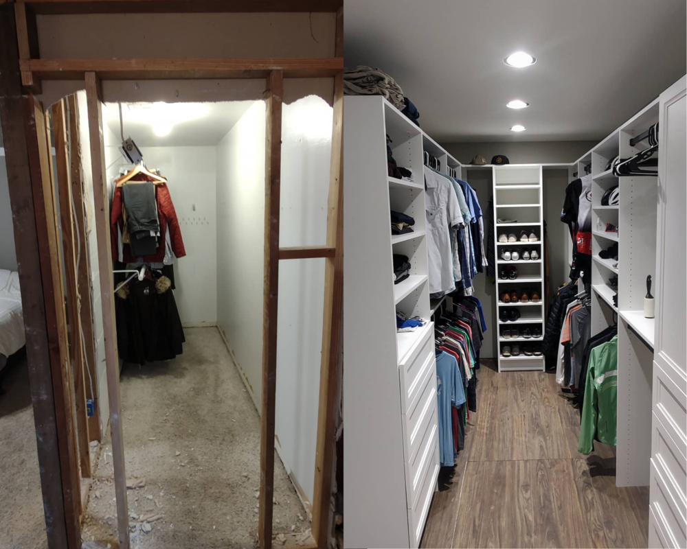 Drew and his dad gutted his narrow, single-sided closet and called Closets of Tulsa for a  FRfree consultation and 3-D closet design .