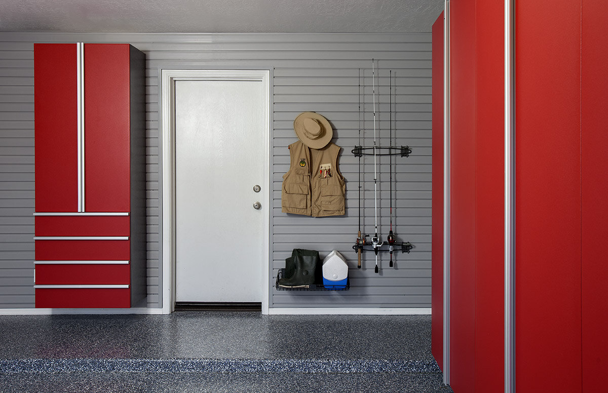 Red Cabinets w Fishing Rods on Grey Slatwall-Aug 2013.jpg
