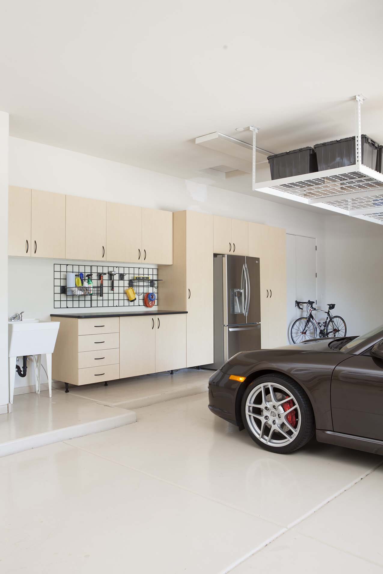 Maple Garage with Work Bench- frig-overhead-Porsche 2012.jpg