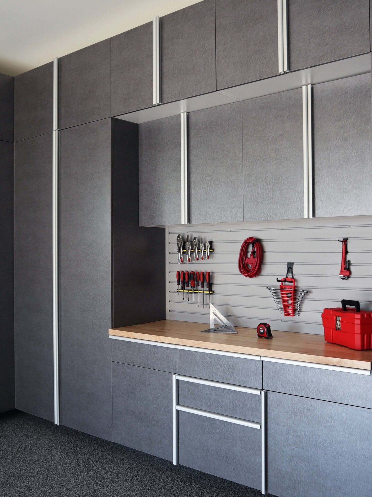 Pewter+Cabinets+with+Butcher+Block+Countertop+and+Grey+Slatwall+Closeup+Angle+June+2021.jpg