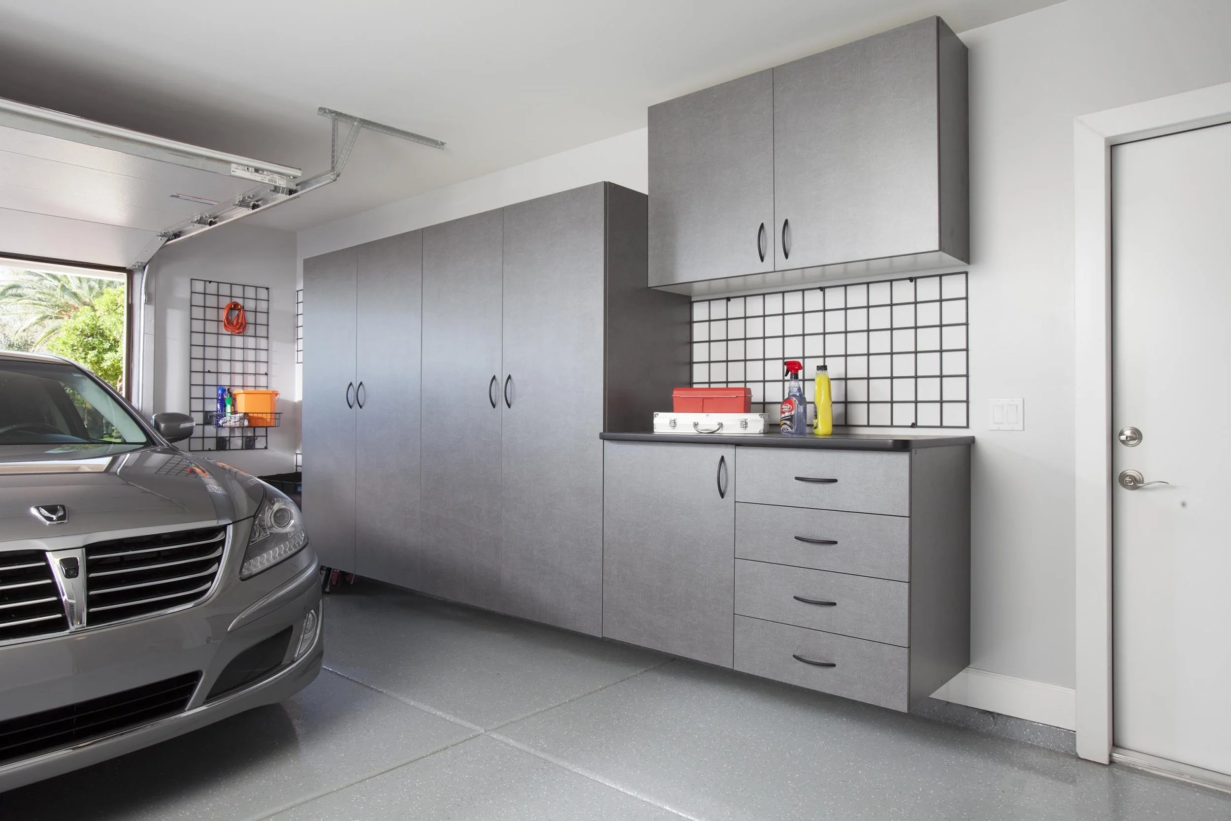 Pewter Cabinets with Workbench-Grey Car 2012.jpg