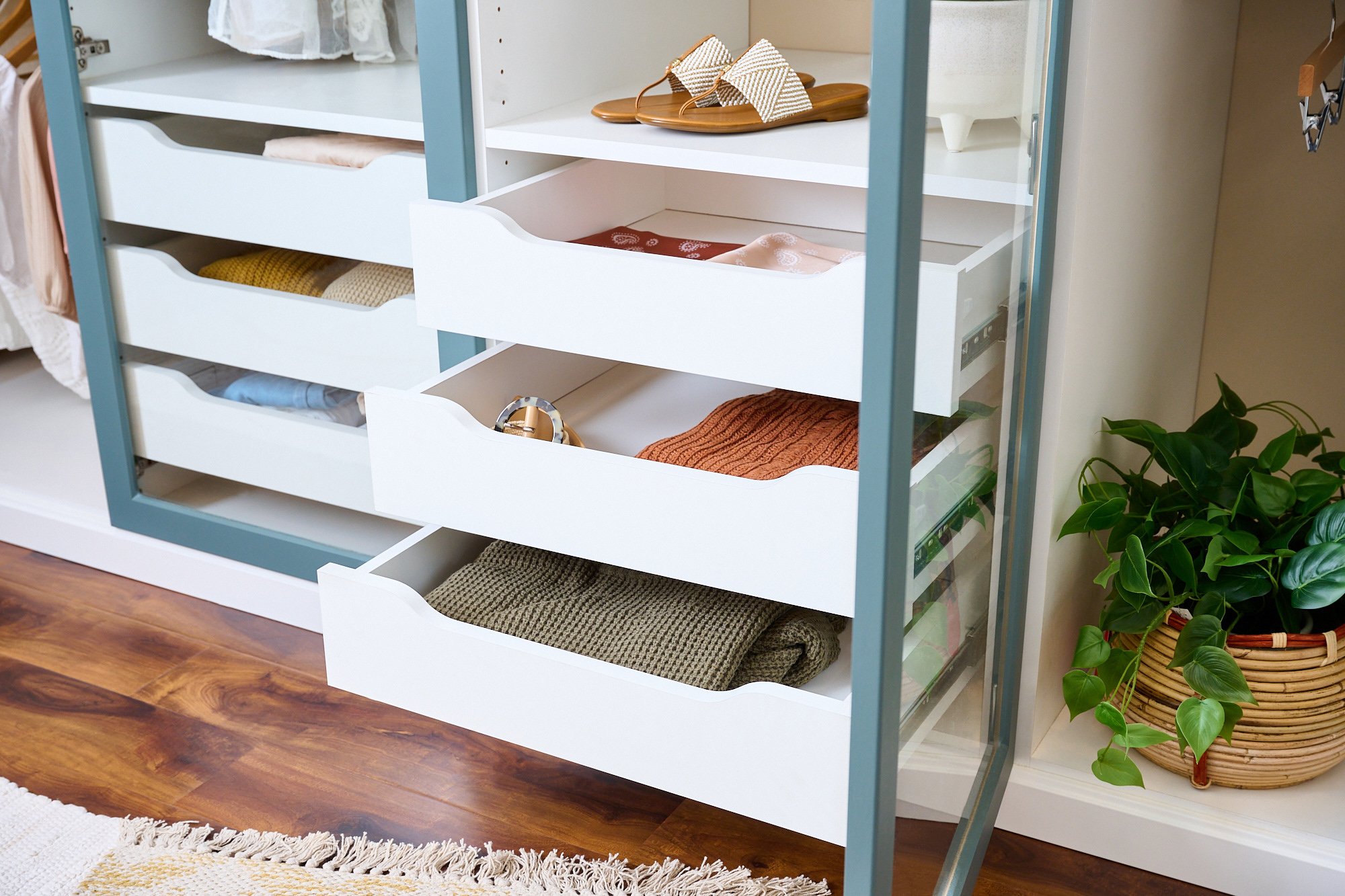 Walk in Closet with Shoe Shelves and Bag Shelves - Transitional - Closet