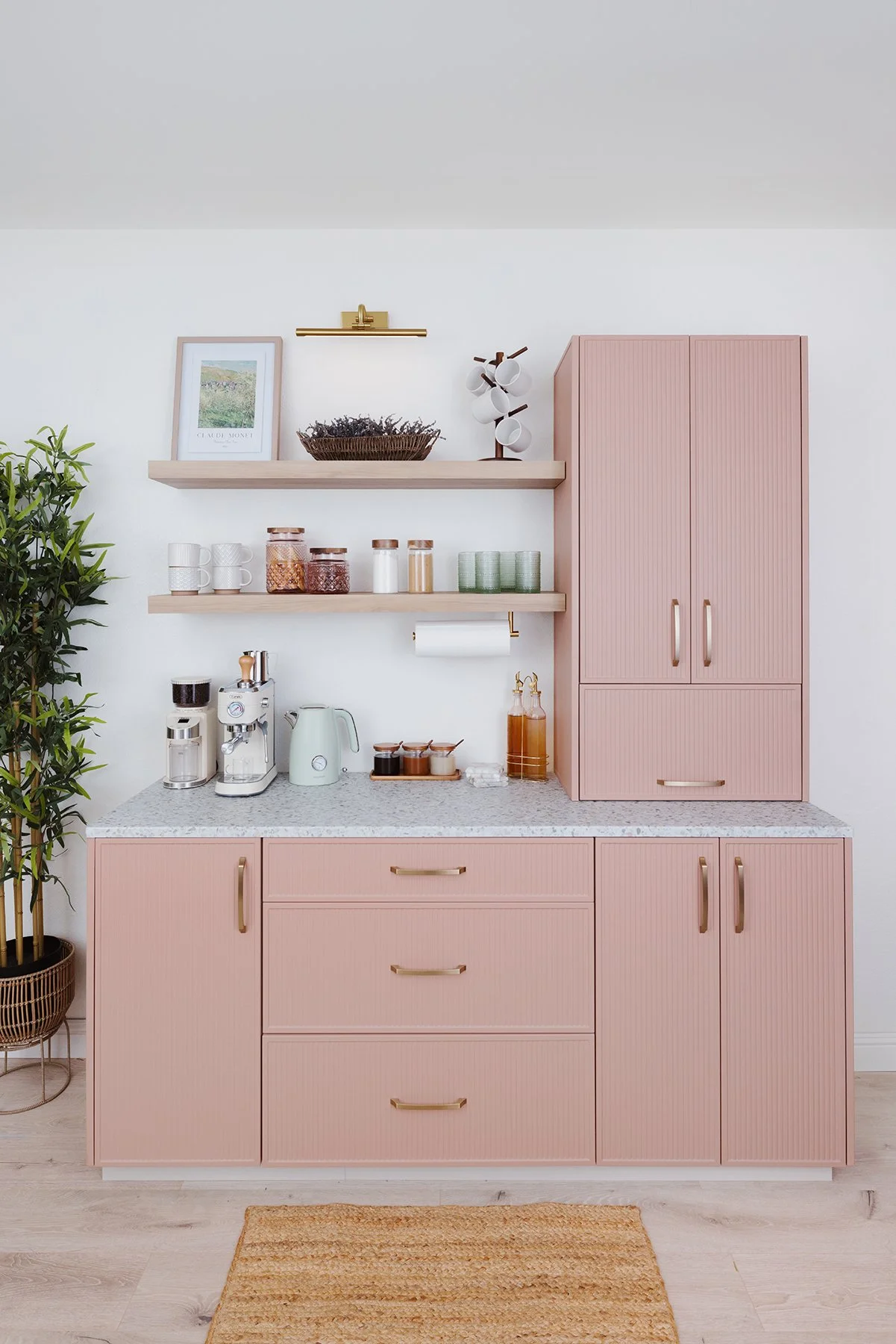 Pink Pantry Coffee Bar Cabinets