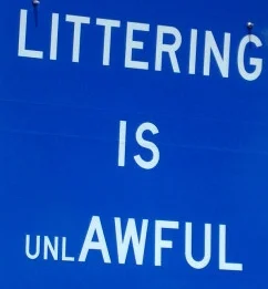 There is a meaning claim in the use of the word "litter" and two value claims in the blended words "unlAWFUL." Can you explain these three different claims?