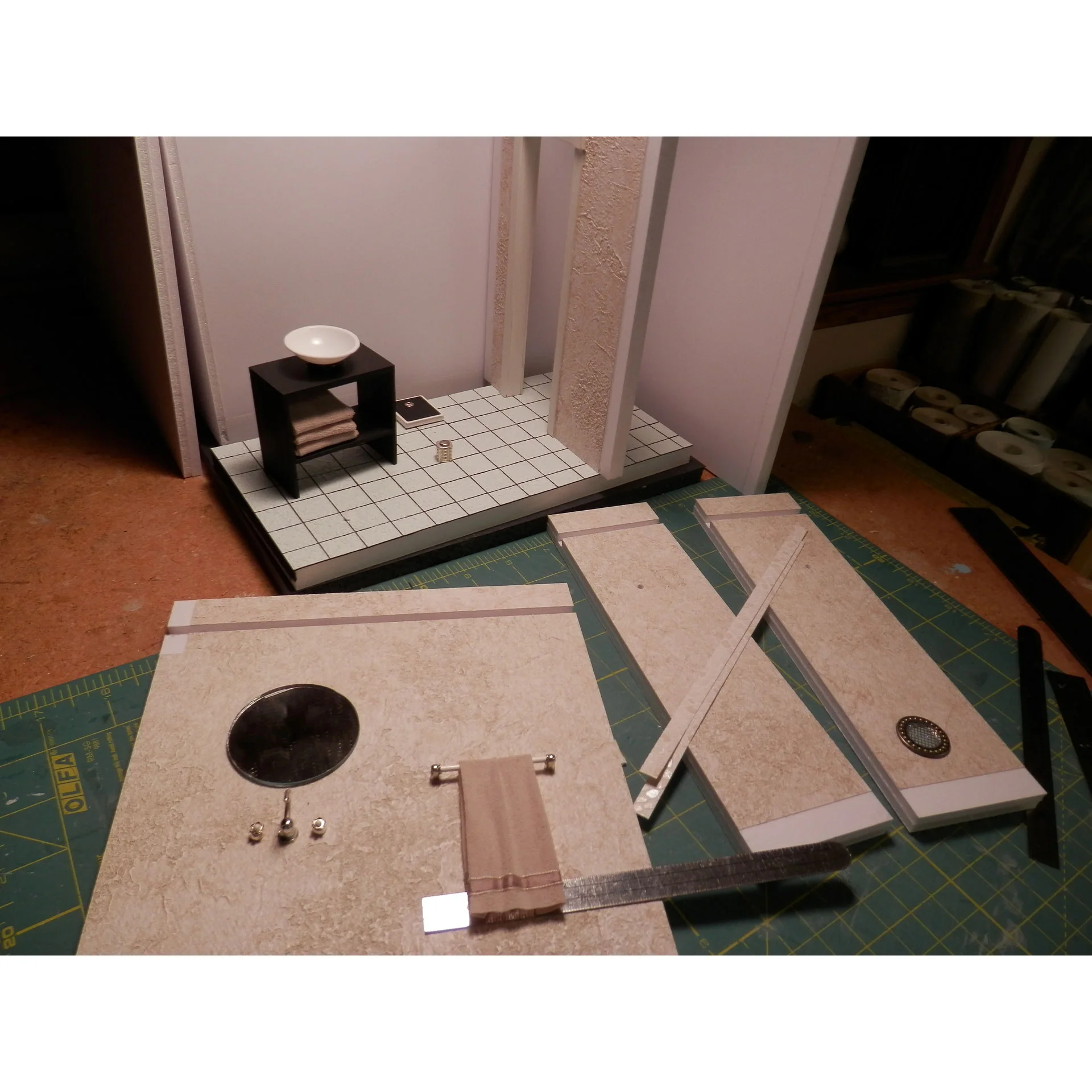 Sink, scale, towels, filter & faucet