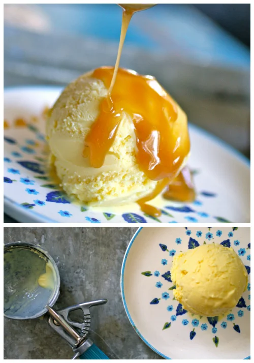 corn ice cream recipe... with salted caramel sauce