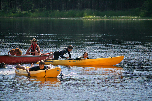 canoes on lake