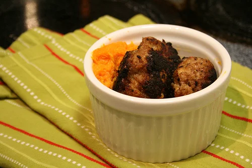 Meatballs and Sweet Potatoes www.talkoftomatoes.com