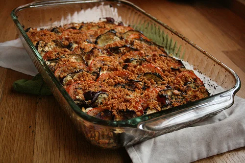 tomato eggplant gratin www.talkoftomatoes.com