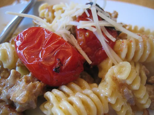 sausage cream pasta www.talkoftomatoes.com