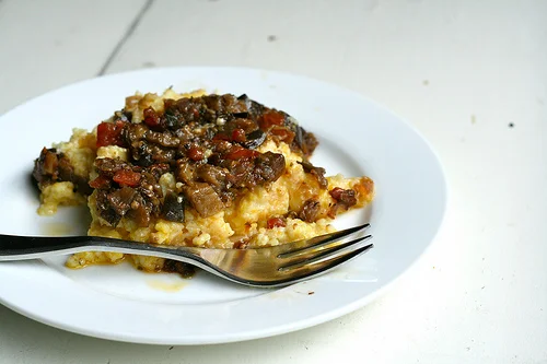 eggplant ragu... on soft polenta.
