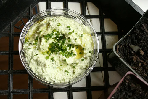 feta blue cheese spread with sweet wine reduction and pistachios...