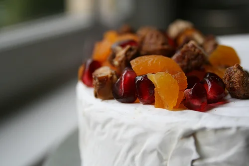 baked brie with fruit and nut topping