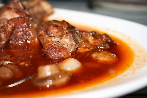 my entree is glowing! (recipe: Coq Au Vin)