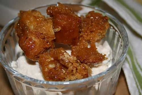 brioche caramel croutons & vanilla ice cream