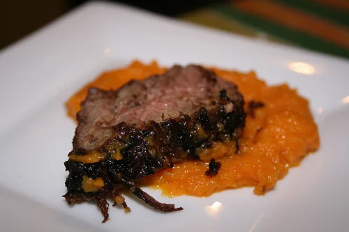Malabar Hanger Steak & Ginger Carrot Puree