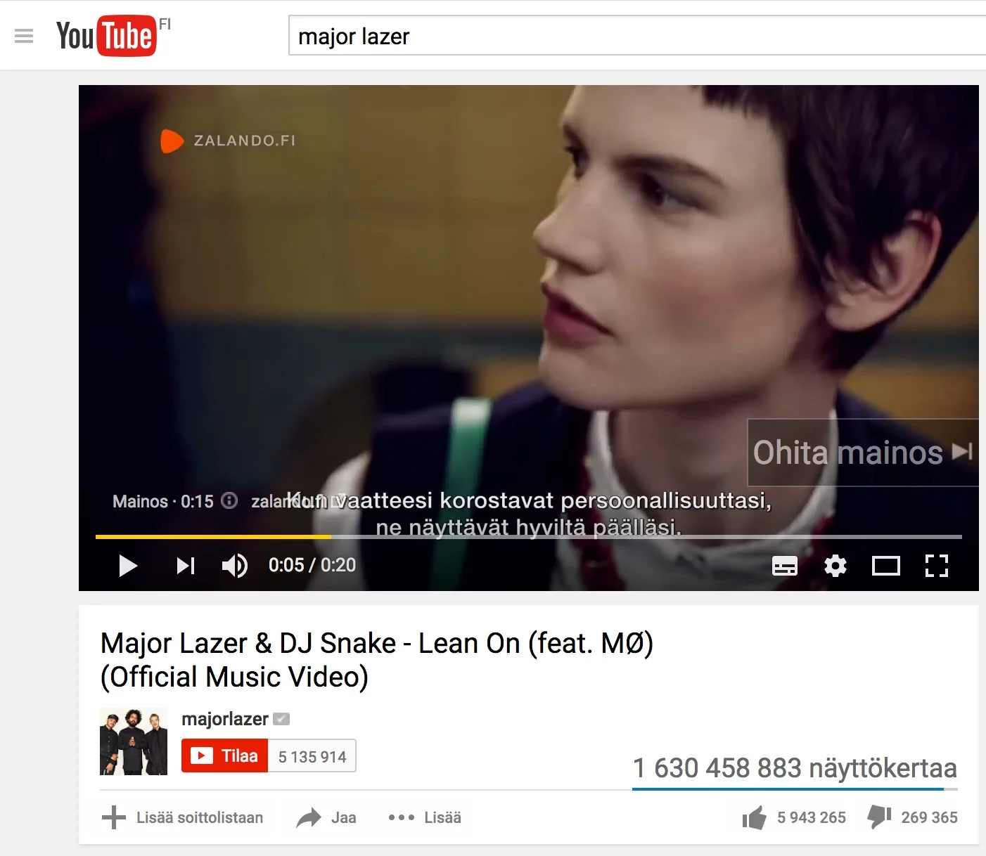 Näkymä 5 sek videon alusta