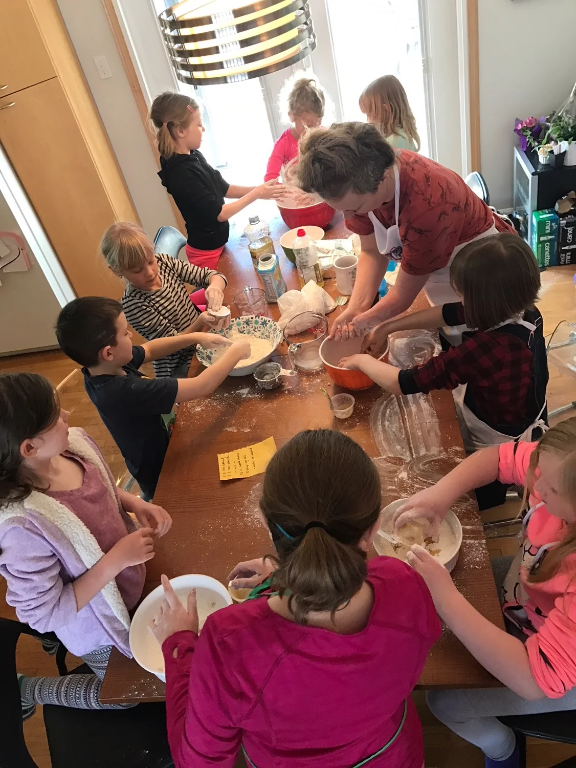 Busy mixing our edible play dough!