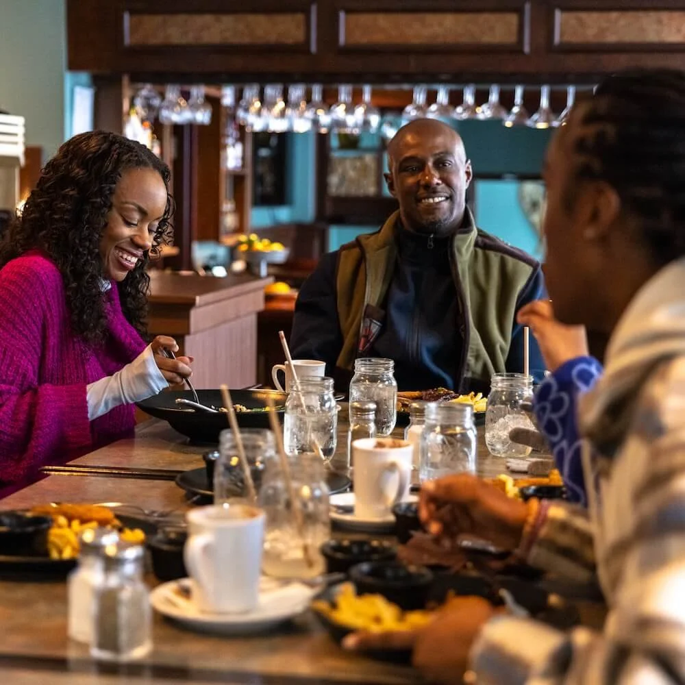 Family eating at restaurant