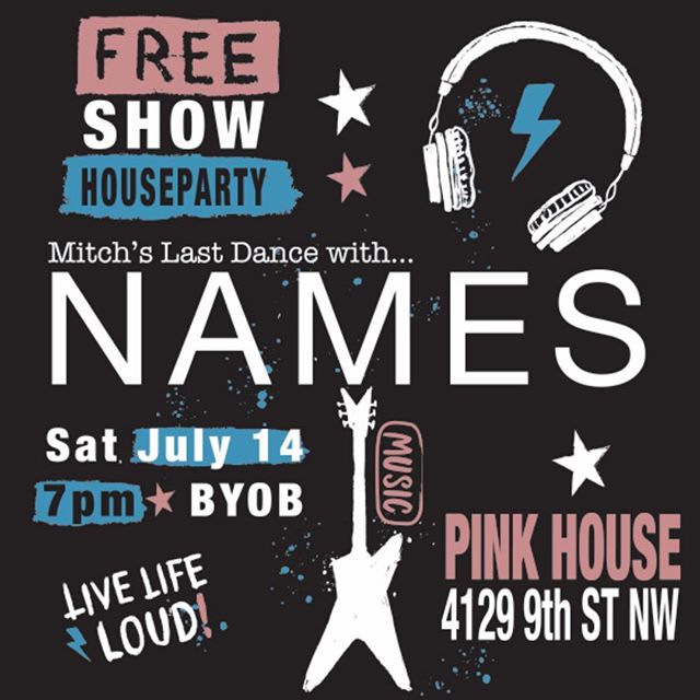 House party!!! Free NAMES show this evening at the infamous (more than famous) Pink House. 🤘⚡️🎉
.
.
.
.
#madeindc #dcartists #ourdistrictsart #supportlocalart #dcartist #bythings  #igdc #igdcfamily #vscodc #mydccool #underground_dc #dcfocused #dcit