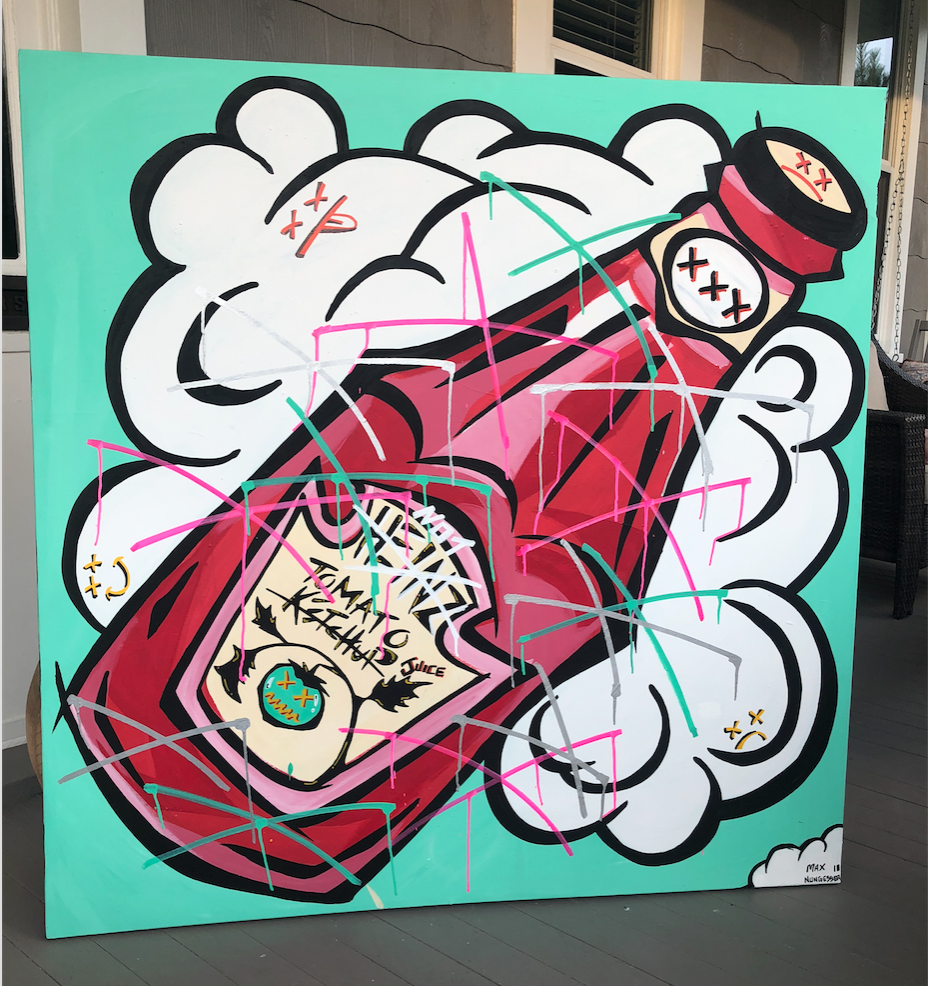 Bottled (4ft.x4ft.) - acrylic & marker on canvas - $600.00 To purchase email maxnungesser@gmail.com