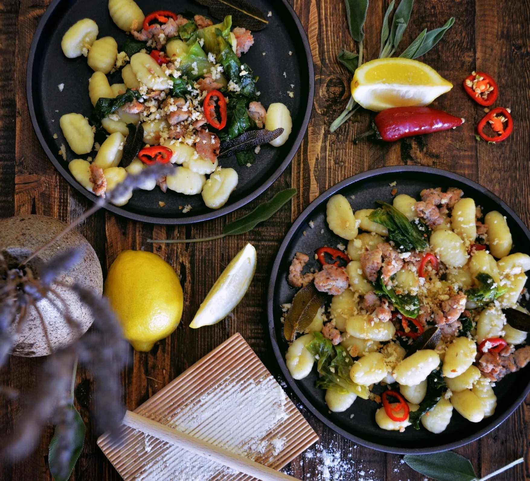 Gnocchi with Sausage and Lemony Greens