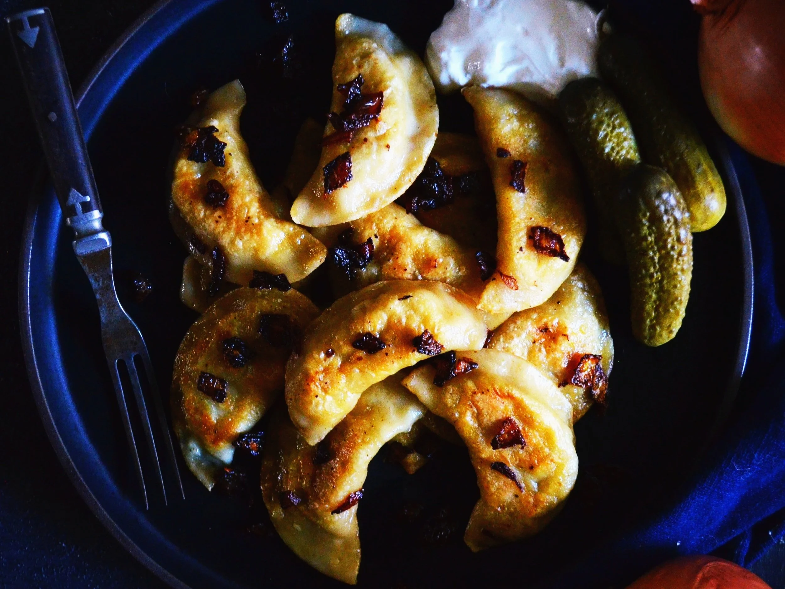 Cabbage Pierogi with Fried Onions