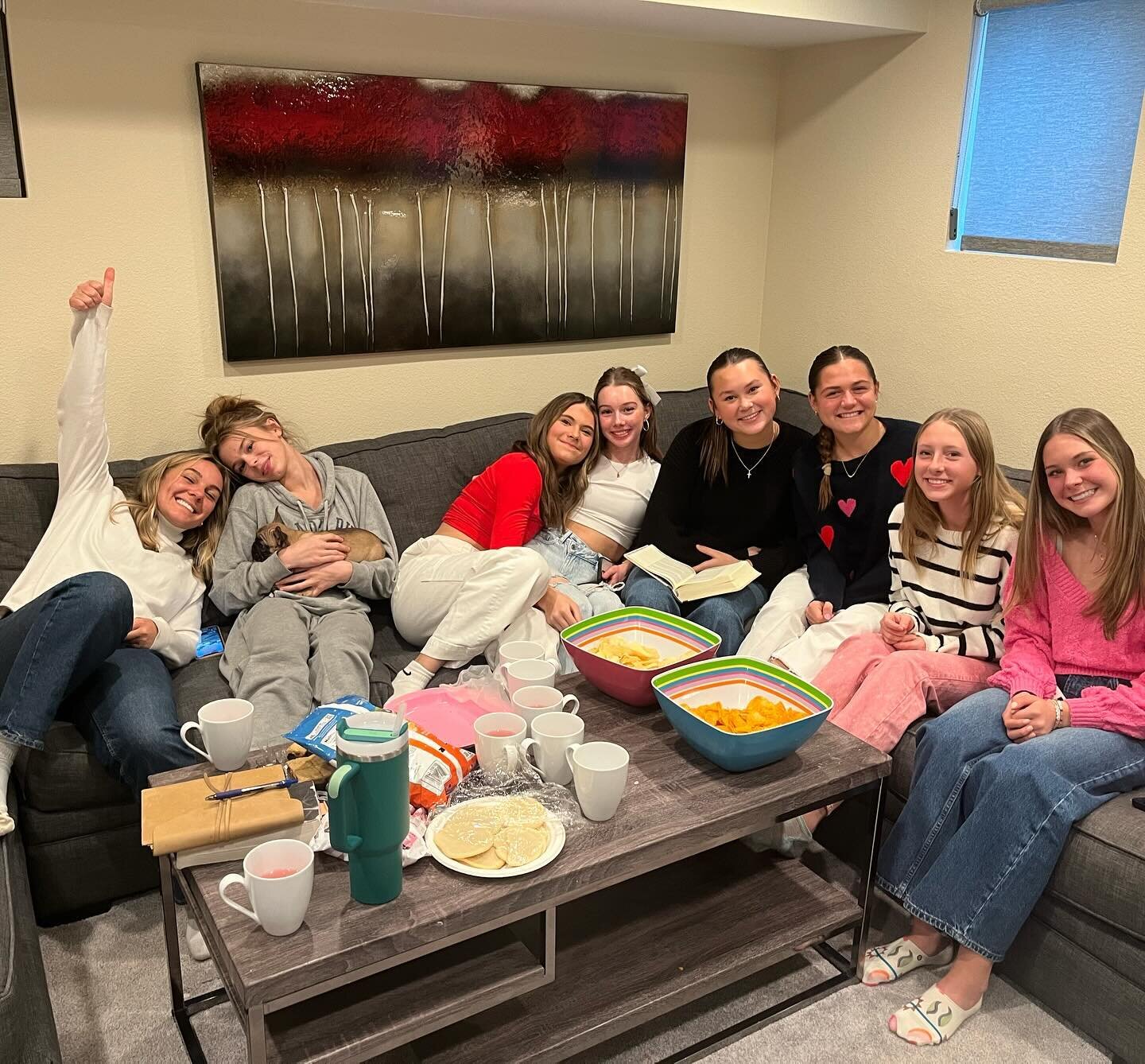 Sweet treats + friends + a puppy (👀) = the best Galantine&rsquo;s small group! 💗 When these 9th grade girls aren&rsquo;t celebrating Valentine&rsquo;s Day, they&rsquo;re digging into the book of Ephesians. We&rsquo;re thankful for our small groups!