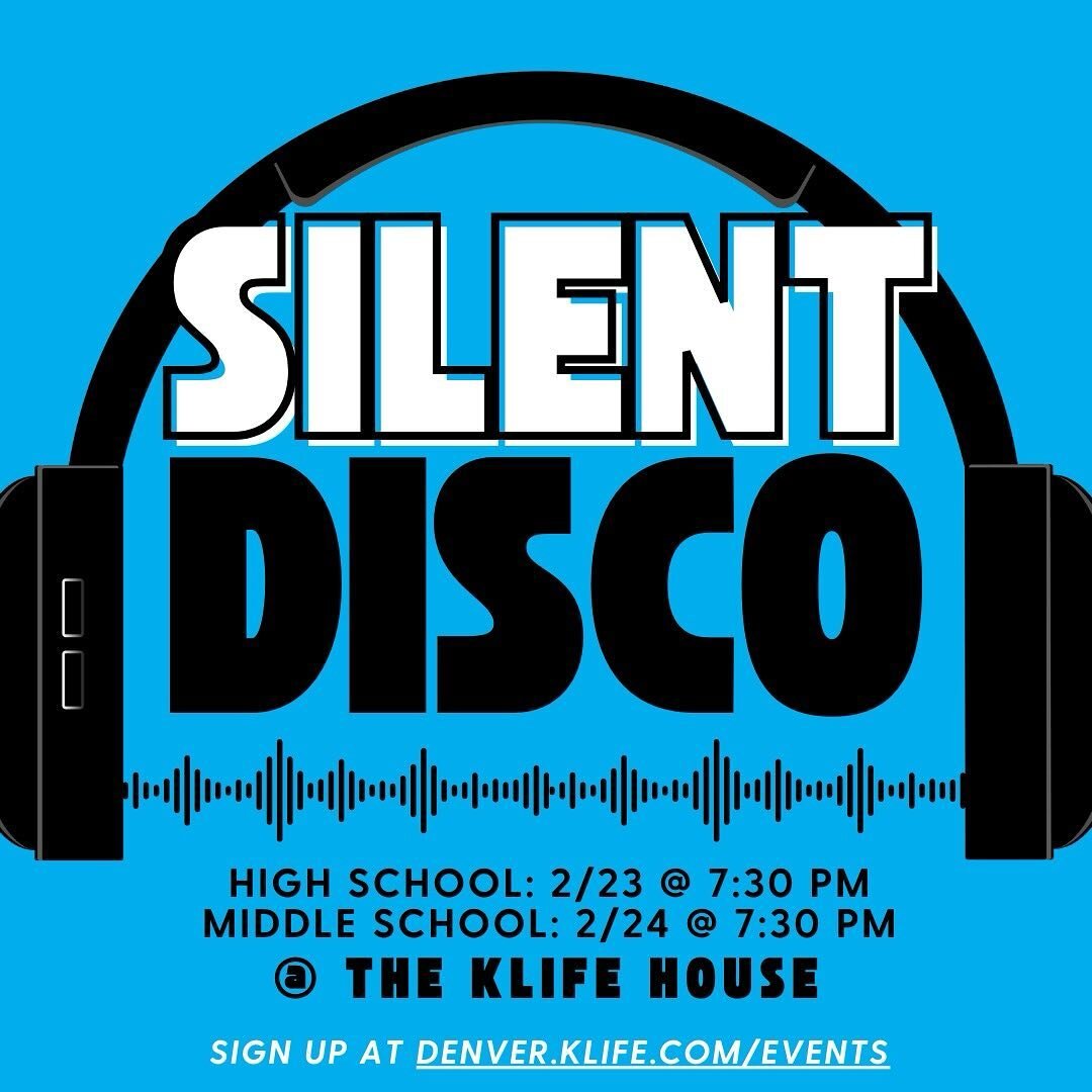 This weekend people!!! Our first ever Silent Disco is happening for all HS students Friday night, and all MS students Saturday night! 

Come to the KL house ready to jam out and dance the night away. Sign up using the link in our bio! 🎧🕺🪩