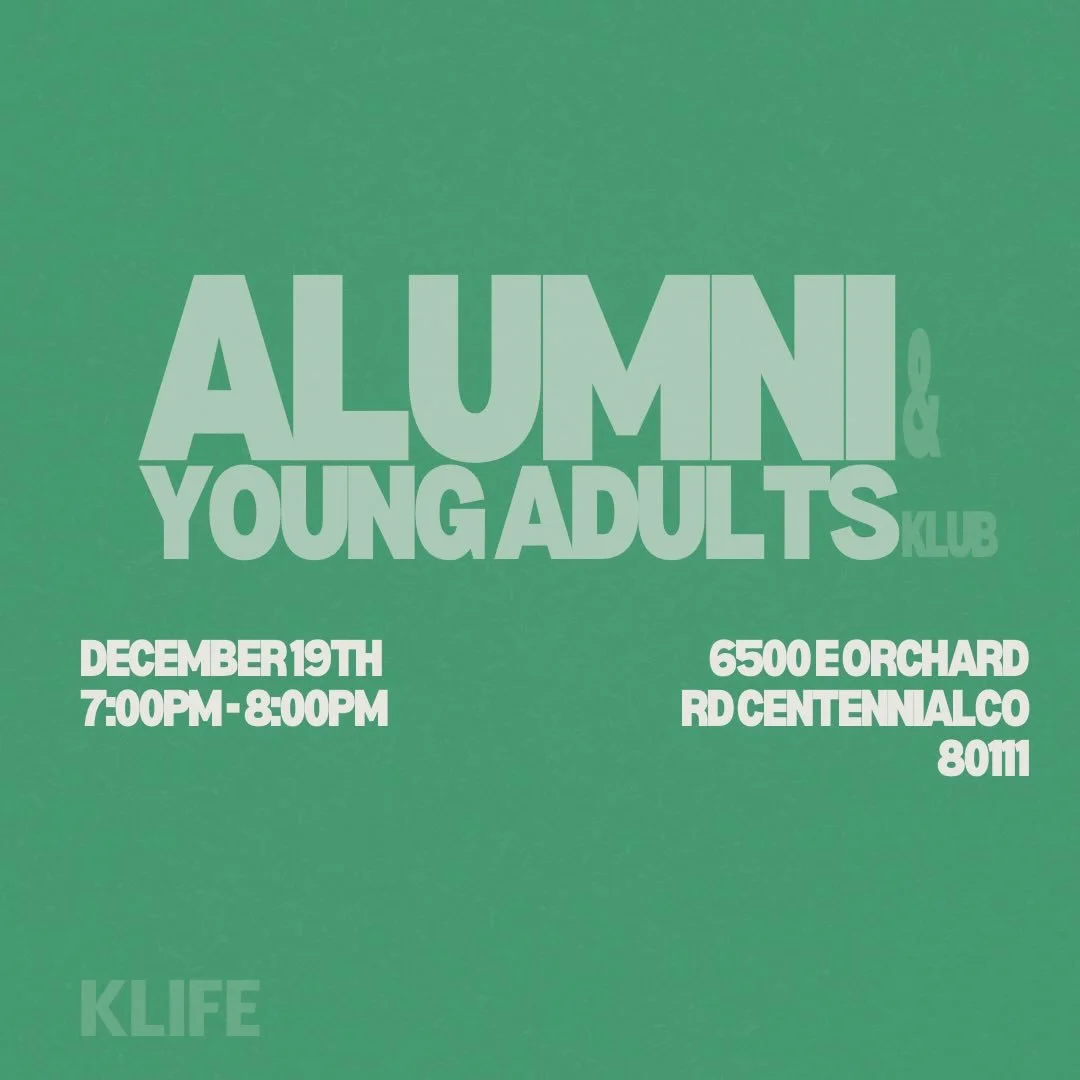 Attention all KLIFE alumni!! We would love to invite you back to the Klub room for a night of fellowship and fun on December 19th!! Hope to see you there!!