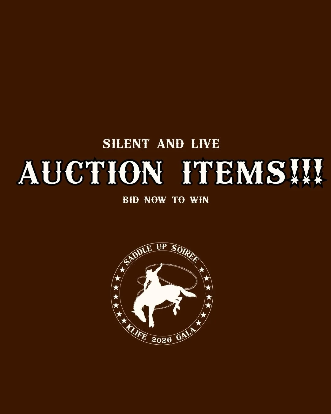 BIG NEWS 🤠✨ 

Our Silent Auction is OPEN and the Live Auction lineup is set for Saddle Up Soiree&mdash;just a few days away!

Start bidding now and keep it going until 8PM next Friday. 

Check out our Auction Items through the link in our bio!!