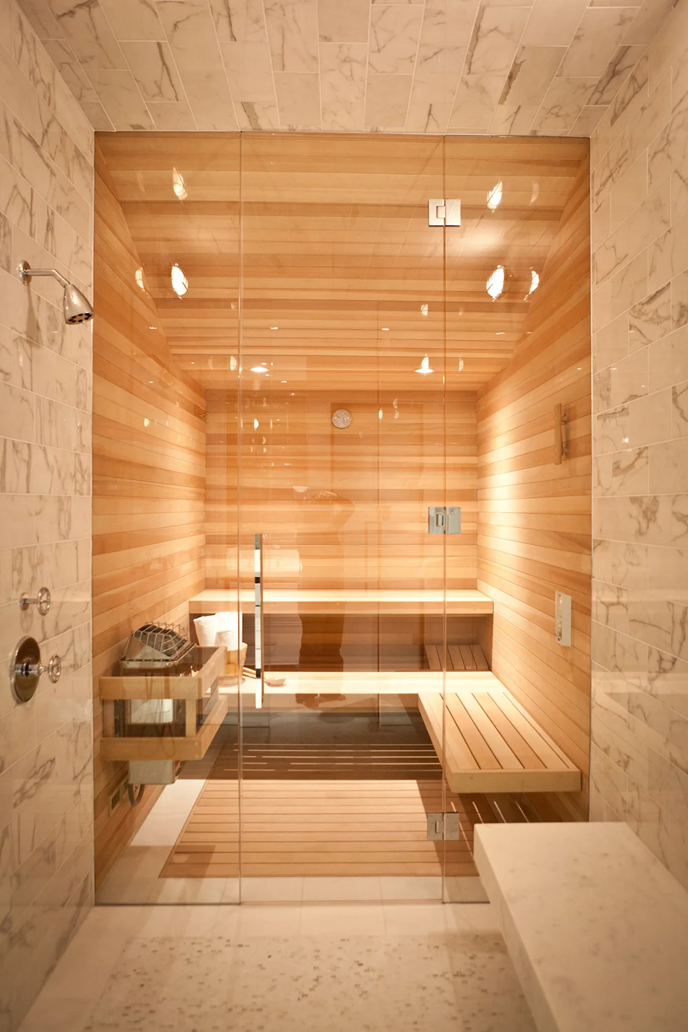 bathroom, sauna, wood, architecture, shower, modern, warm tones 