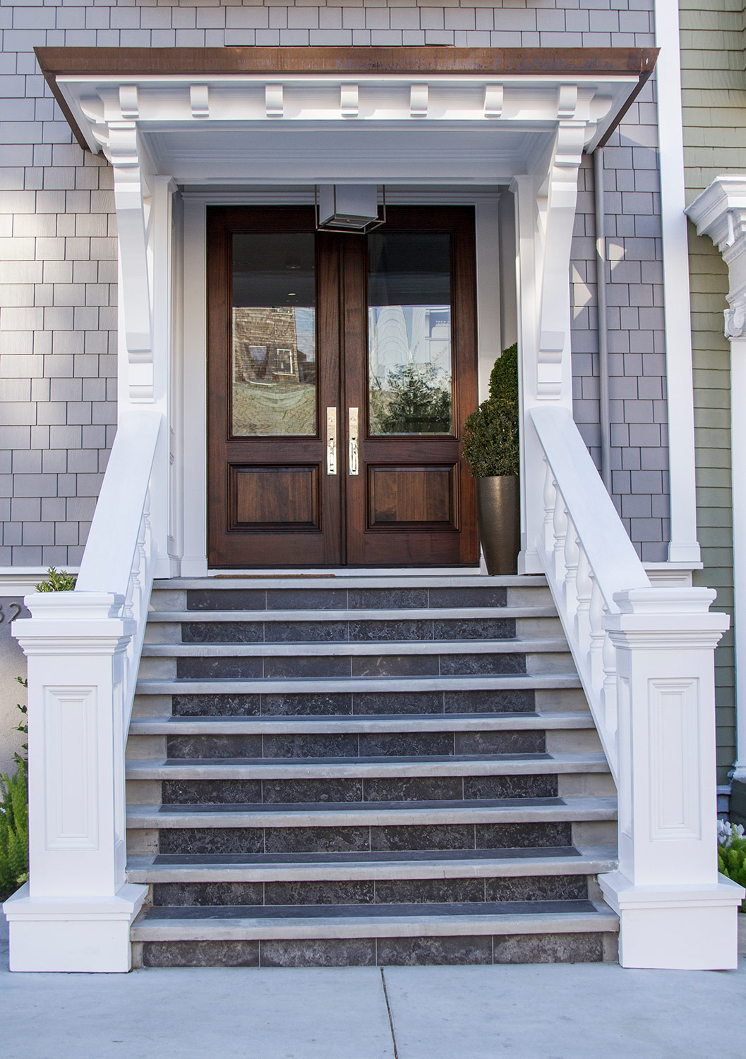 marble, steps, exterior, white, elegant, san francisco homes, front door, entryway, wood 