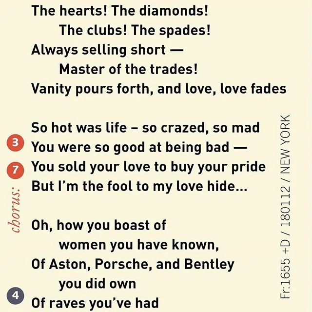 &quot;So hot was life based -- so crazed, so mad / You were so good at being bad / You sold your love to buy your pride / But I'm the fool to my love hide... based on an ancient Campion poem about a lover speaking to her ex, who now resides in... hel