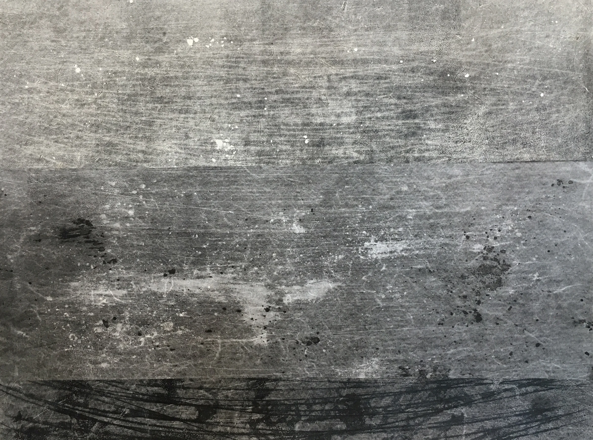Nocturne 1, Monotype collage on BFK, 18" x 24"