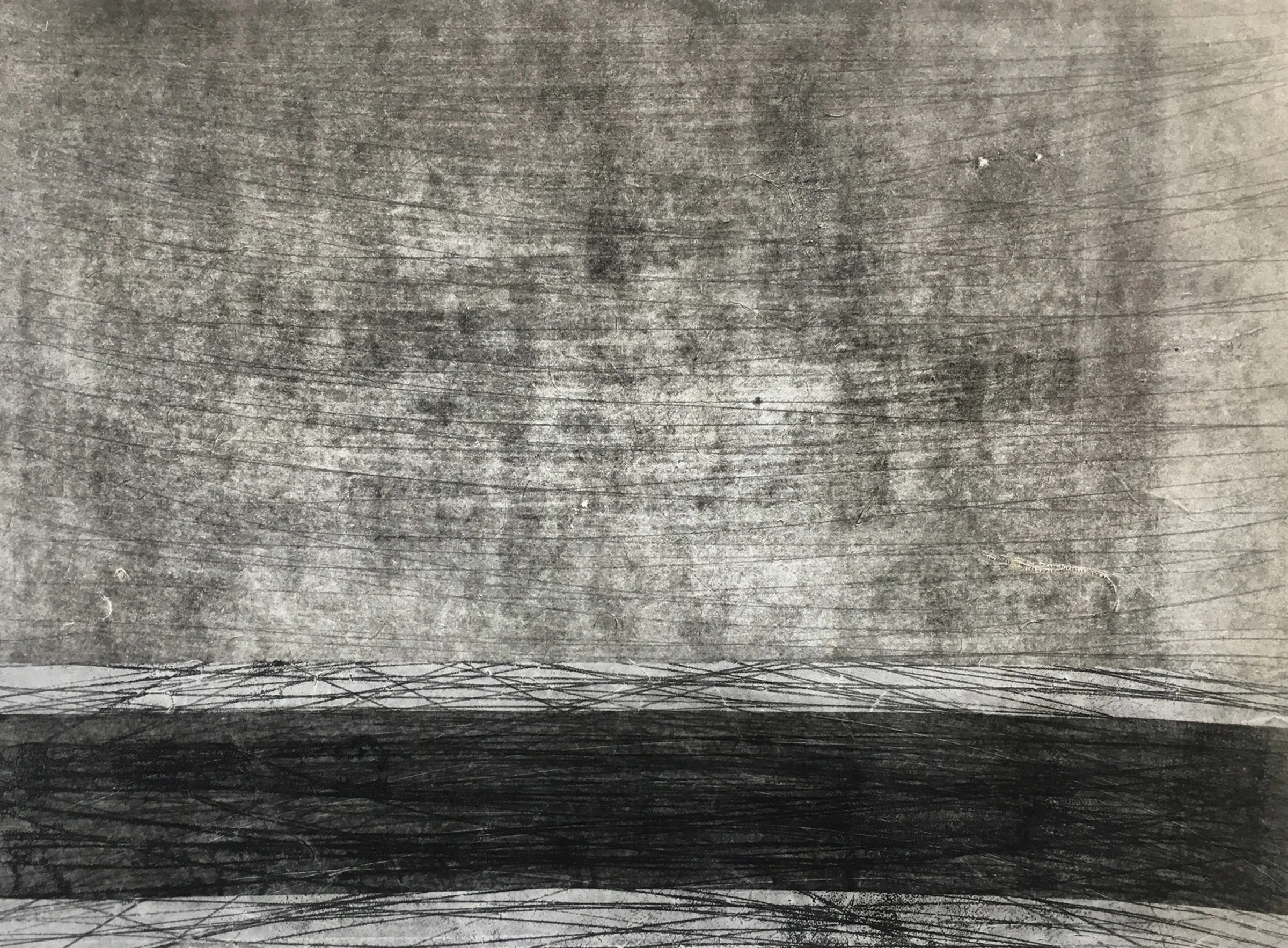 Nocturne 7, Monotype collage on BFK, 18" x 24"