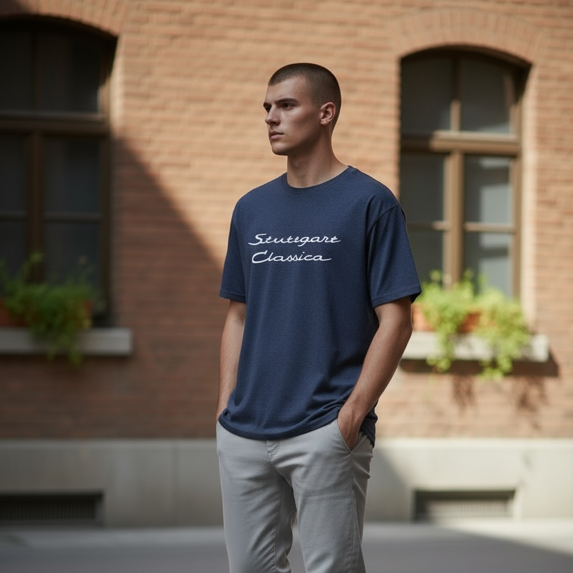 Unisex Denim Melange Stuttgart Classica Script T Shirt