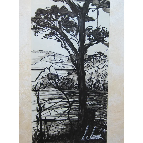 "Point Lobos Rendering", &nbsp; &nbsp; 2013Pen &amp; Ink on board18in. x 28in.&nbsp;-Artists Reserve-Luke Lamar