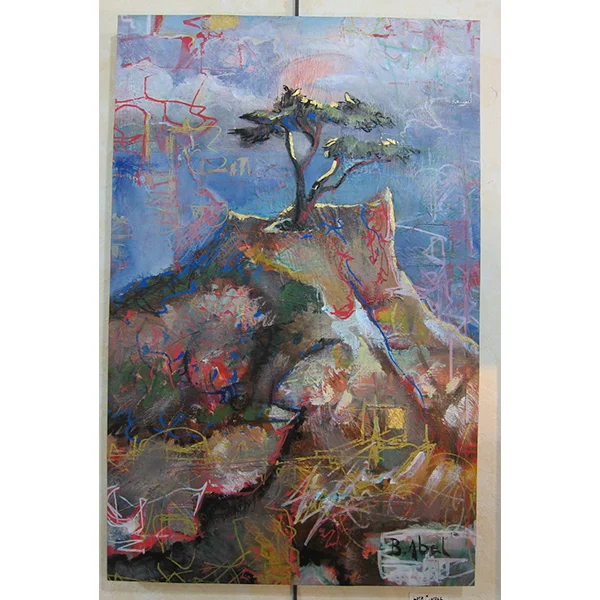 "Lone Cypress", &nbsp; &nbsp; 2013Mixed Medium on Canvas22in. x 30in.-sold-Collaboration