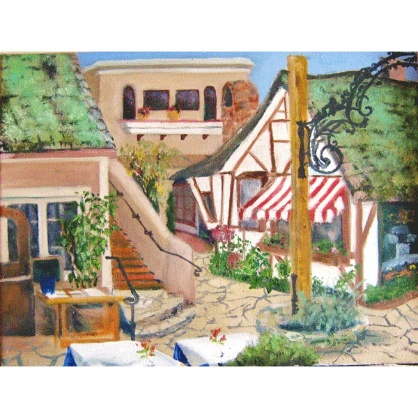 Court of the golden Bough, sketching rendering",&nbsp;Oil on canvas12in. x 18in.&nbsp;-private collection-Luke Lamar