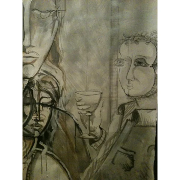 "Masked Observer", &nbsp; &nbsp; 2014Mixed Medium on Paper30in. x 48in.-Private Collection-Luke Lamar