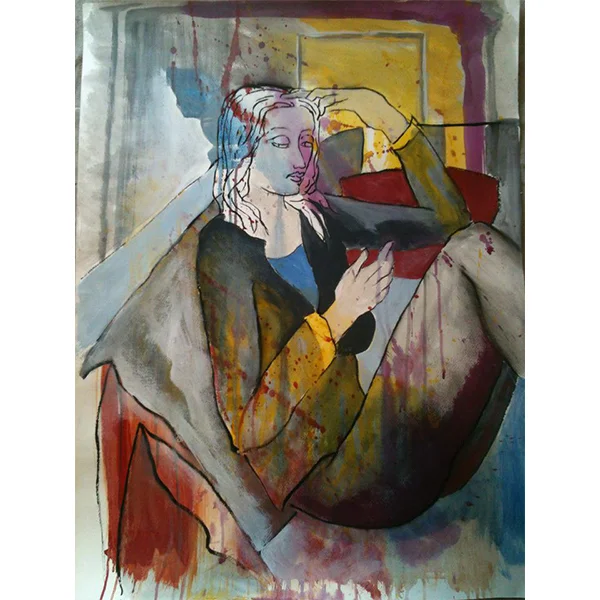 "Millenial on Couch", &nbsp; &nbsp; 2010Watercolor on Paper24in. x 36in.-Private Collection-Luke Lamar