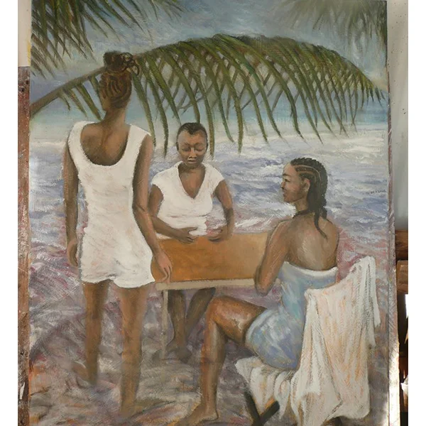 Les Joueurs de Domino", &nbsp; &nbsp; 2014Oil on Canvas24in. x 36in.-Private Collection-Luke Lamar