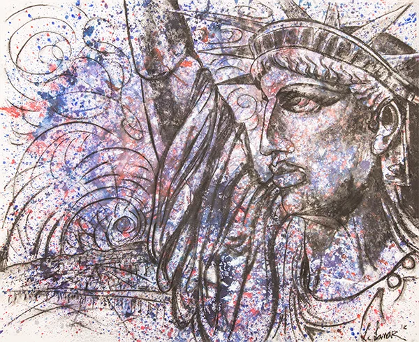 "We hold these truths...", &nbsp; &nbsp; 2016Mixed medium on Paper40in. x 60in.-price upon request-Luke Lamar