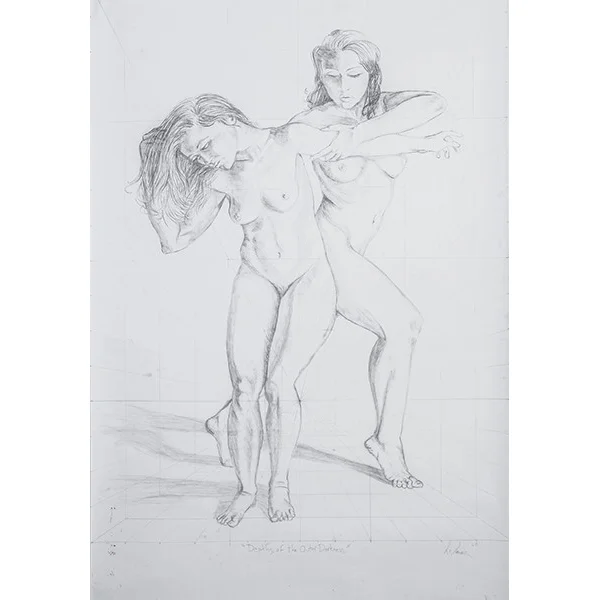 "Echo &amp; the Nymph of the forrest" (sketch for oil) &nbsp; &nbsp; 2016Charcoal &amp; Graphite on Paper40in. x 60in.&nbsp;-price upon request-