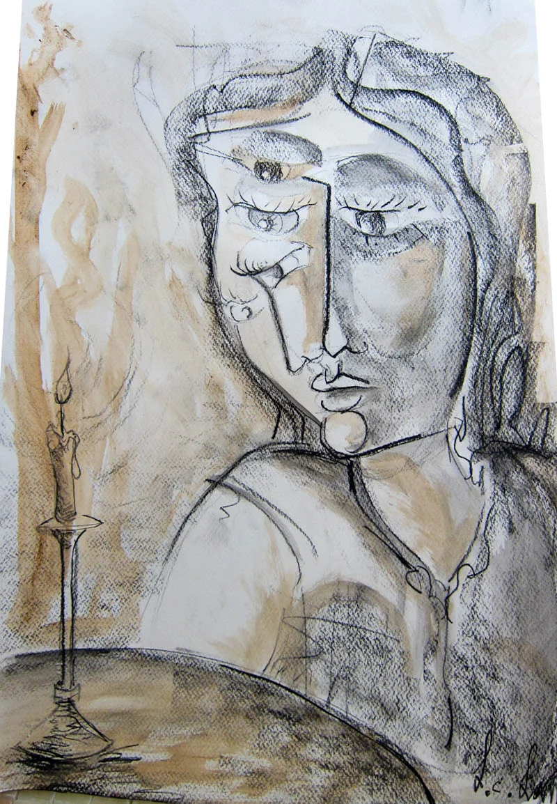 "Meta-States", &nbsp; &nbsp; 2013Charcoal &amp; wash on Paper18in. x 24in.-Private Collection-Luke Lamar