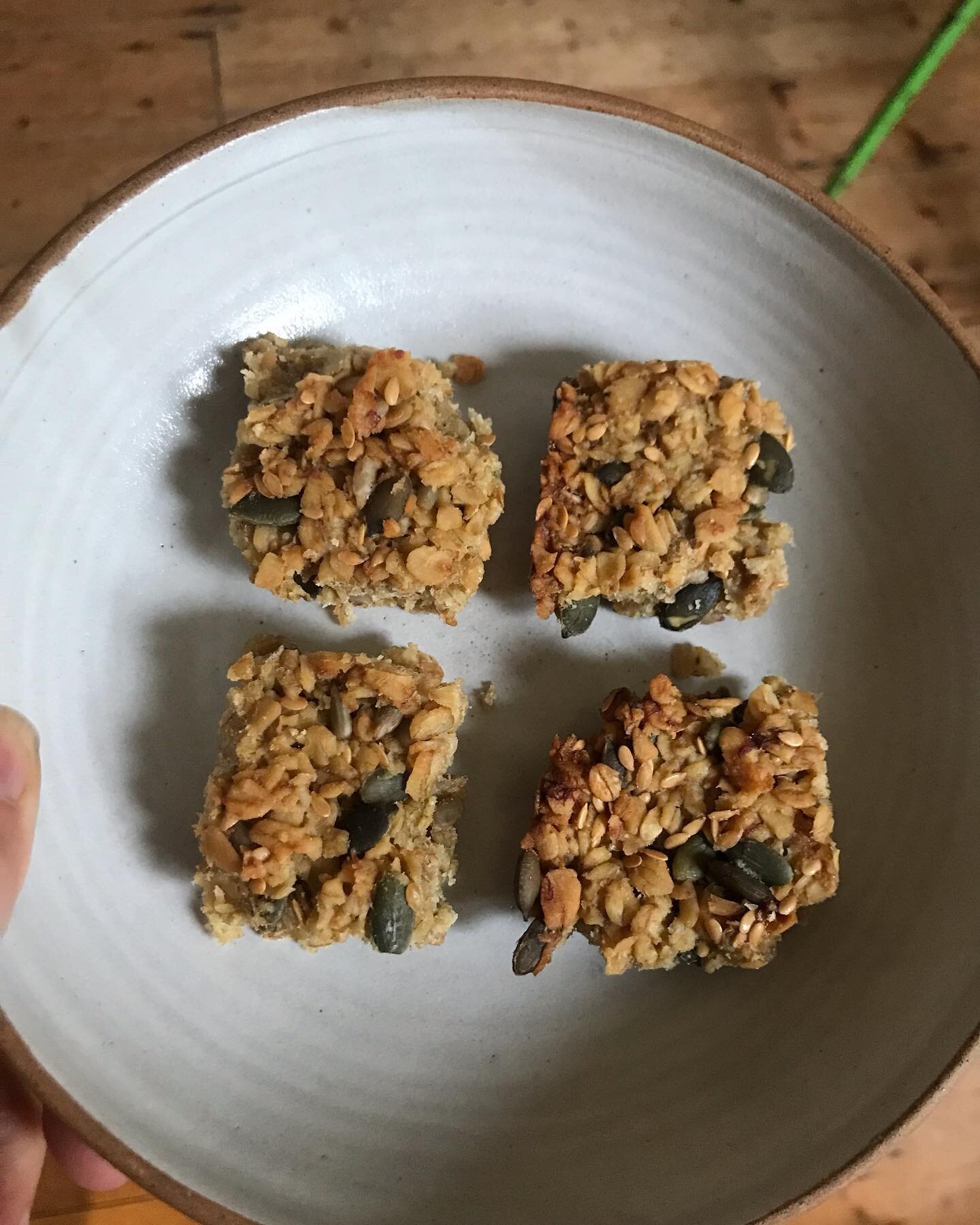 Flapjack bites. This is a great recipe for after school snacking or even a quick breakfast served with some Greek yoghurt and berries. These are low sugar and packed full of seeds for protein and good fats. Protein and good fats are such important nu