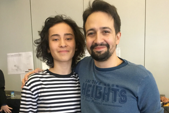 YAA Alum and star of Kennedy Center's IN THE HEIGHTS, Mateo Ferro, poses with playwright, Lin-Manuel Miranda.