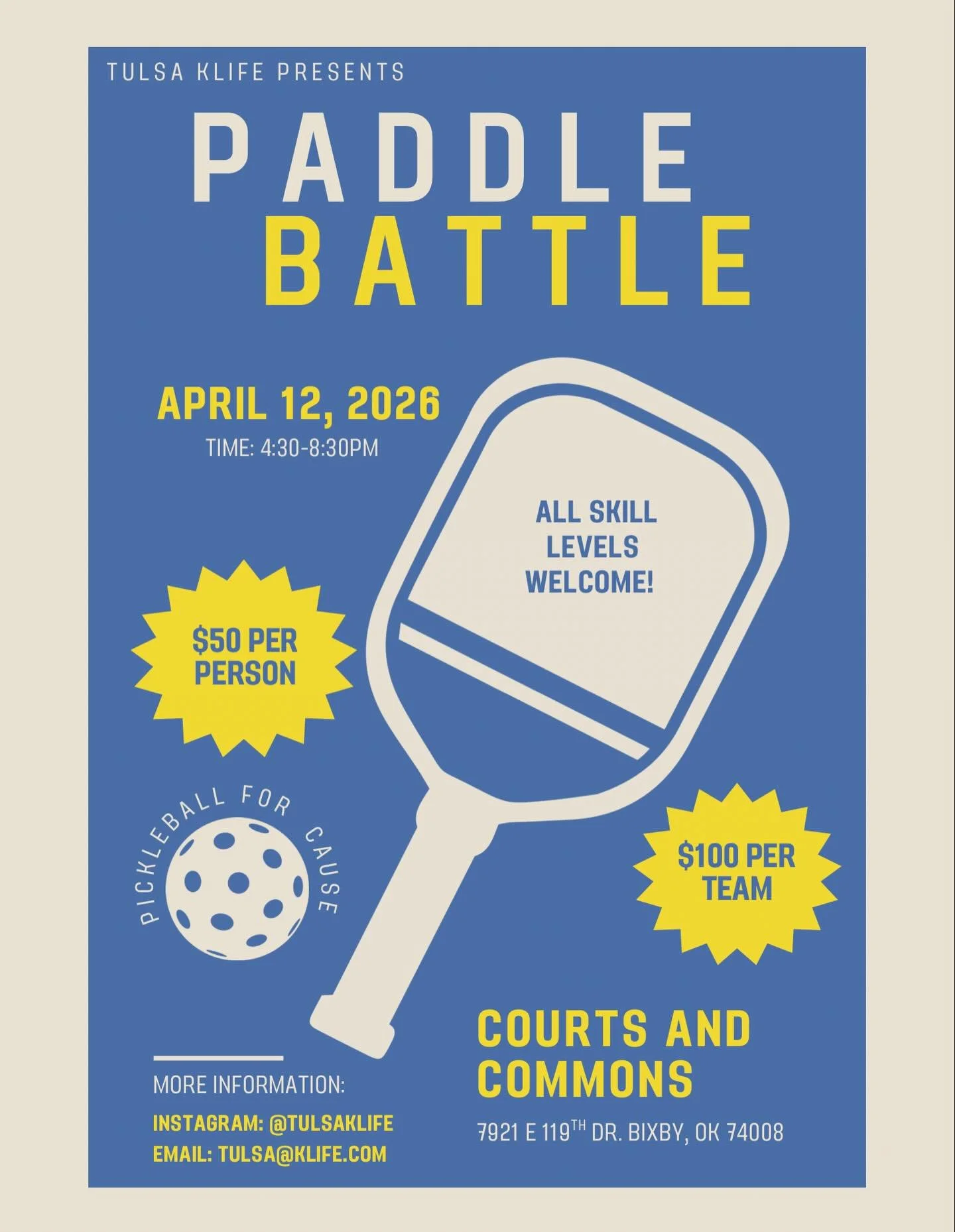Serve. Rally. Give back. 🏓

Join us for our Pickleball Tournament supporting a great cause! Grab a partner and come enjoy a day of friendly competition while making a real impact in our community. Tulsa KLIFE is 100% community funded and we depend o