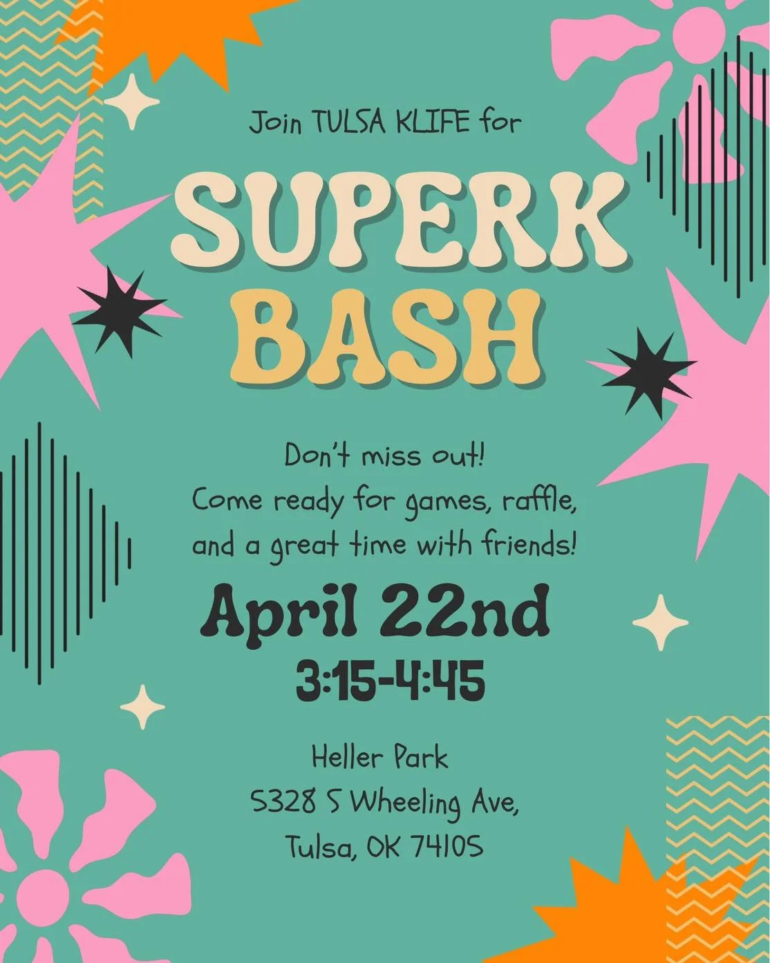 Get ready and bring your friends for SUPERK BASH!!! Our final SuperK of the year and we are so excited to see you!!!